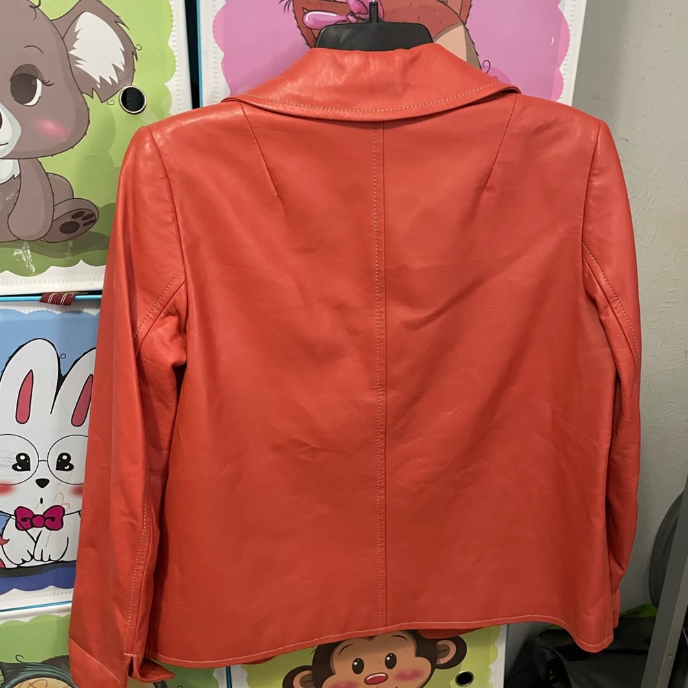 Dana Buchman Women's Coral Leather Blazer - Picture 3 of 7